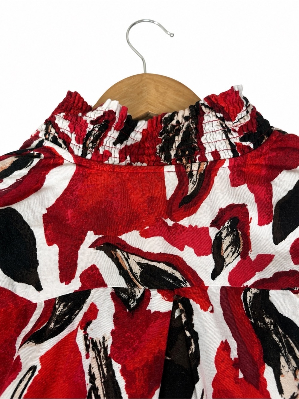 NIC+ZOE Red/Black Abstract Floral Blouse, Women’s Size Medium - Picture 6 of 8